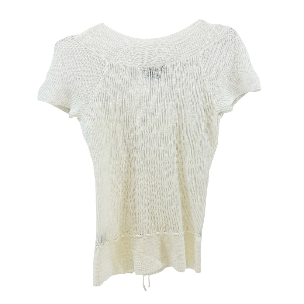 LAUREN RALPH LAUREN 100% Linen Knit Top • Small • cream • preppy chic coastal - Picture 4 of 7